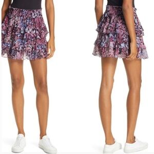 Love Shack Fancy Floral Ruffle Skirt - Pink and Blue